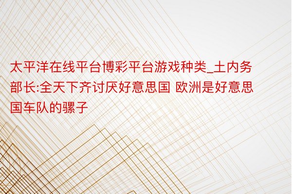 太平洋在线平台博彩平台游戏种类_土内务部长:全天下齐讨厌好意思国 欧洲是好意思国车队的骡子